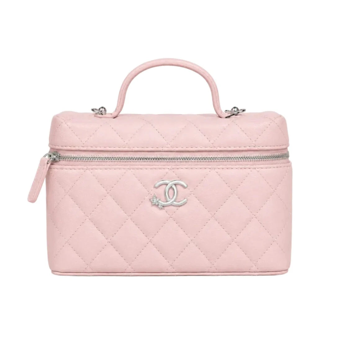 OUVALIA Luxury Edit | Chanel Caviar Quilted Top Handle Slim Vanity With Chain Light Pink