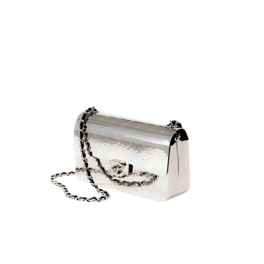 OUVALIA Luxury Edit | Chanel Mini Silver Handbag With Chain