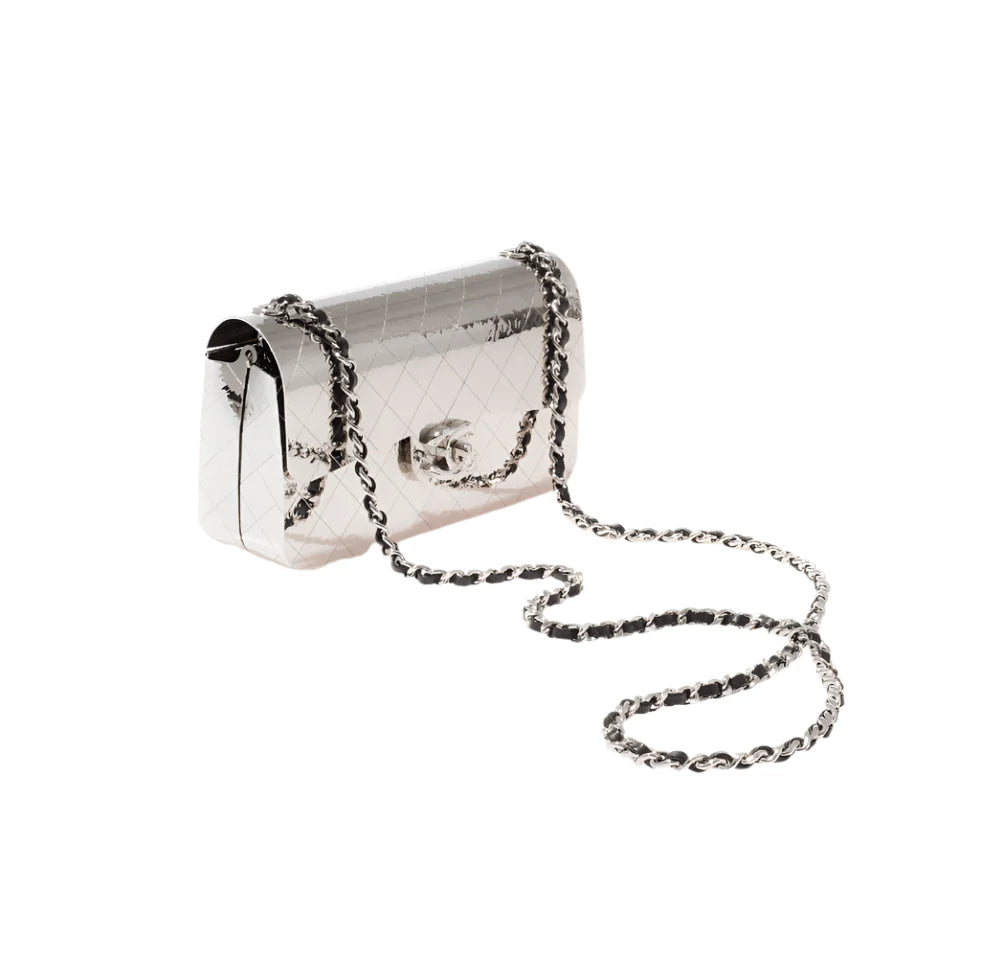 OUVALIA Luxury Edit | Chanel Mini Silver Handbag With Chain