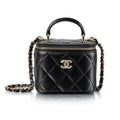 OUVALIA Luxury Edit | Chanel Mini Vanity Top Handle Bag in Black With Chain