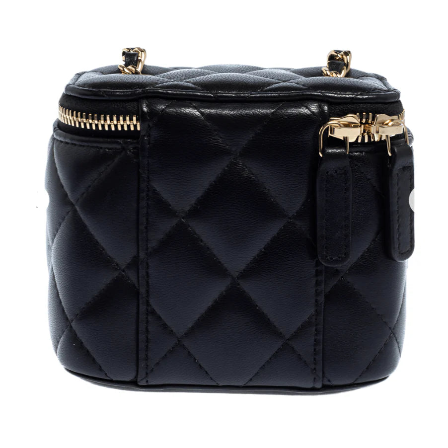 OUVALIA Luxury Edit | Chanel Mini Vanity Top Handle Bag in Black With Chain