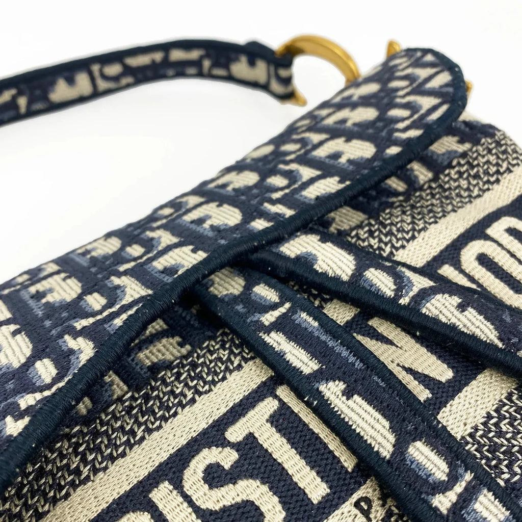 OUVALIA Luxury Edit | Dior Saddle Bag Blue Dior Oblique Embroidery