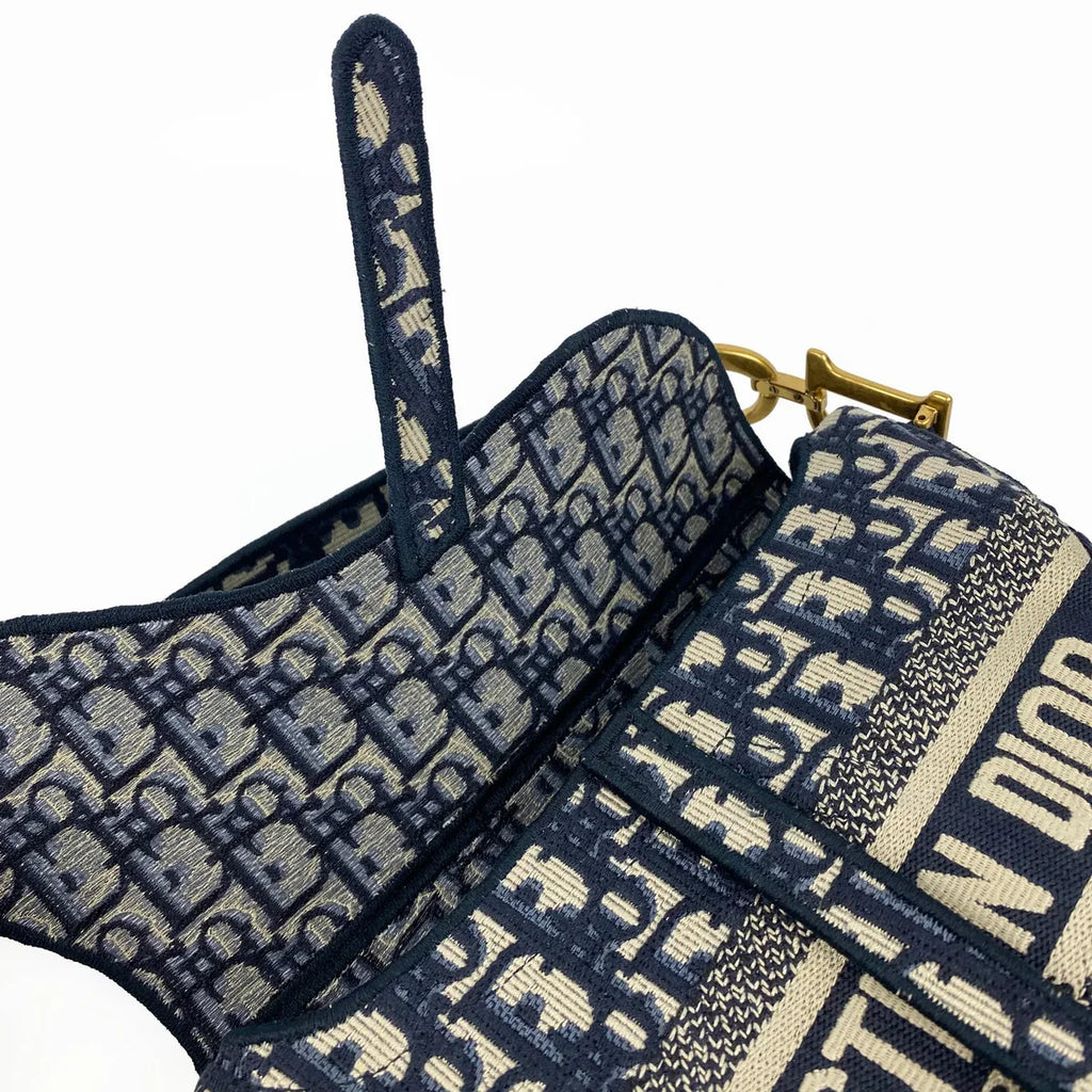 OUVALIA Luxury Edit | Dior Saddle Bag Blue Dior Oblique Embroidery