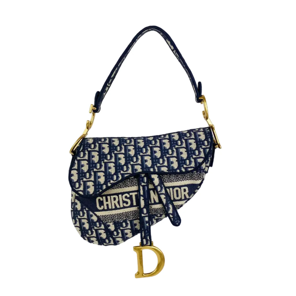 OUVALIA Luxury Edit | Dior Saddle Bag Blue Dior Oblique Embroidery