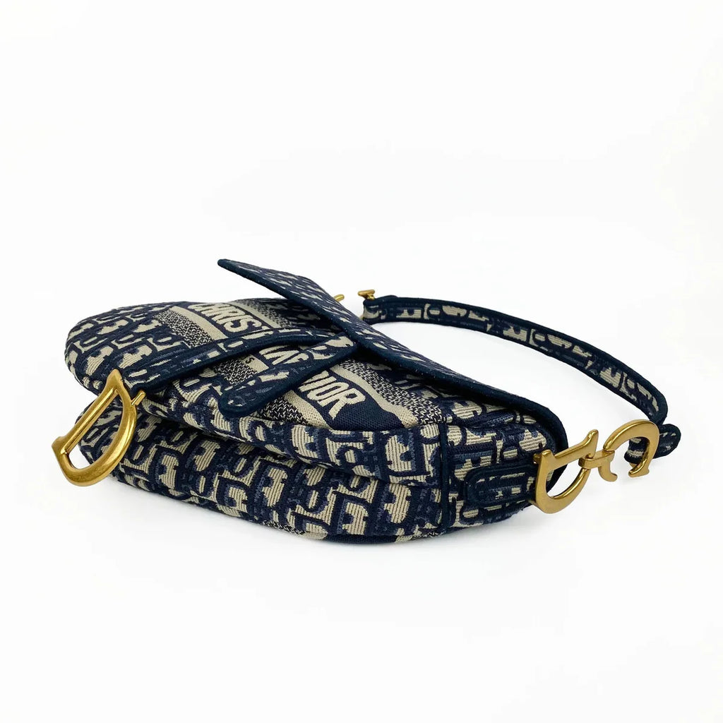 OUVALIA Luxury Edit | Dior Saddle Bag Blue Dior Oblique Embroidery