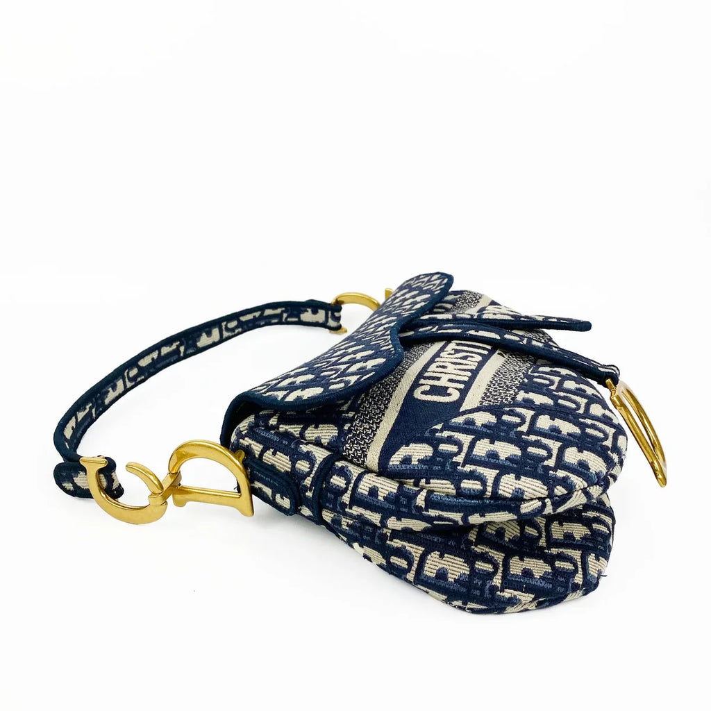 OUVALIA Luxury Edit | Dior Saddle Bag Blue Dior Oblique Embroidery
