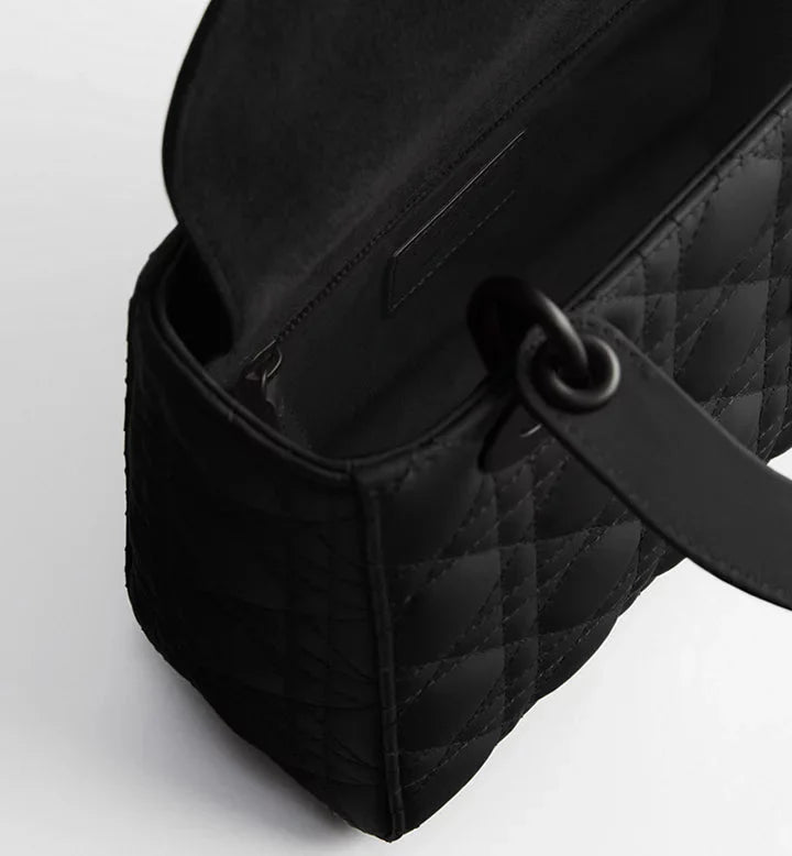 OUVALIA Luxury Edit | Christian Dior Small bag Completely Matte Black Calfskin With a Cannage Pattern
