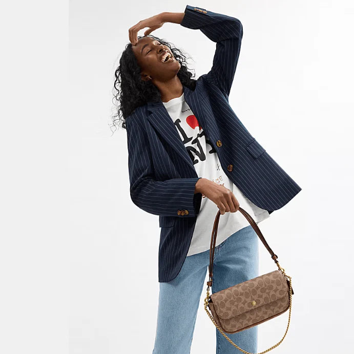 OUVALIA Luxury Edit | Coach Brook Flap Chain Bag In Signature Canvas