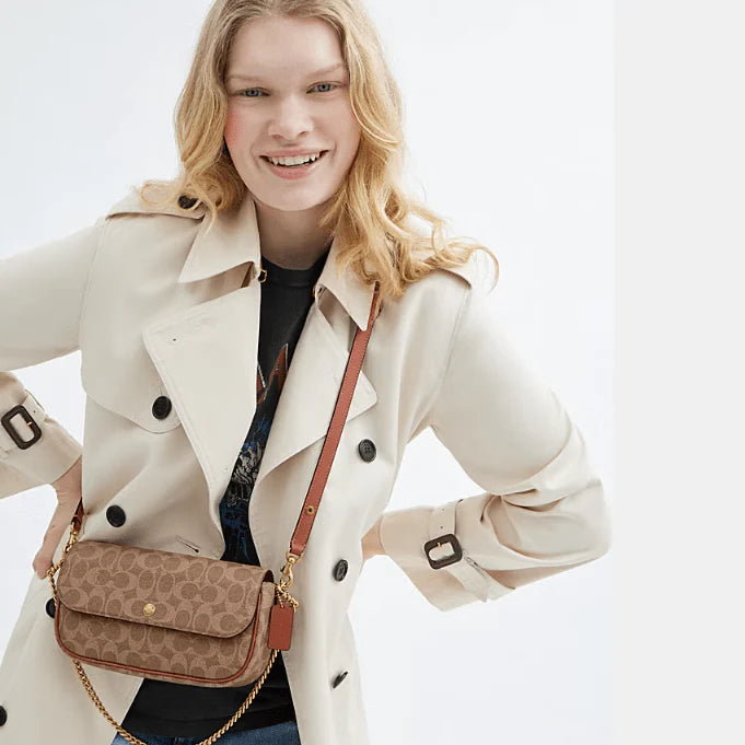 OUVALIA Luxury Edit | Coach Brook Flap Chain Bag In Signature Canvas