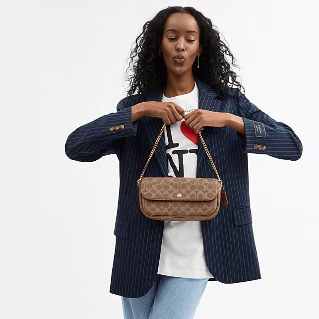OUVALIA Luxury Edit | Coach Brook Flap Chain Bag In Signature Canvas