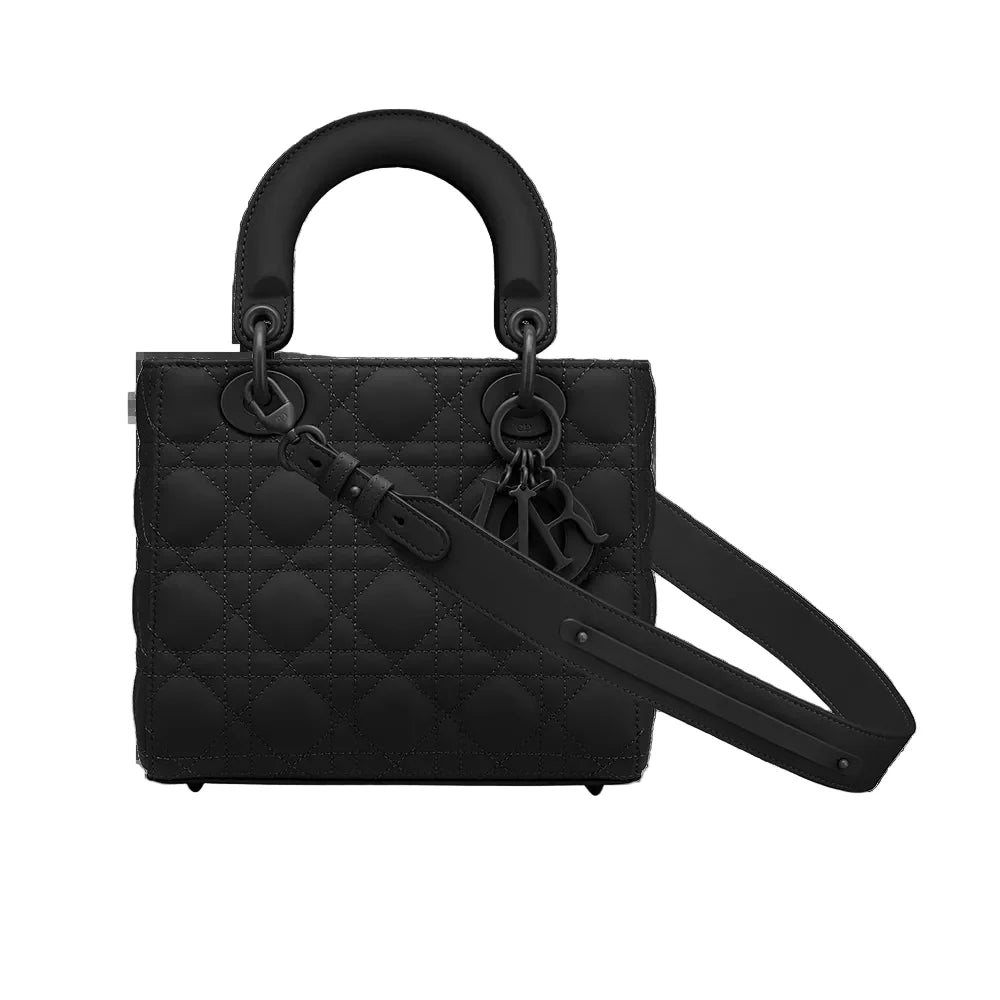 OUVALIA Luxury Edit | Christian Dior Small bag Completely Matte Black Calfskin With a Cannage Pattern