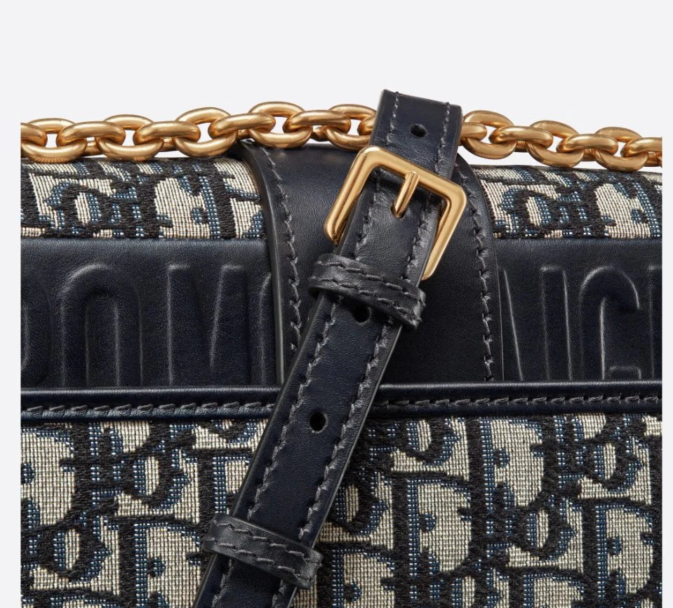 OUVALIA Luxury Edit | Dior 30 MontaigneI Chain Bag Blue Oblique Jacquard