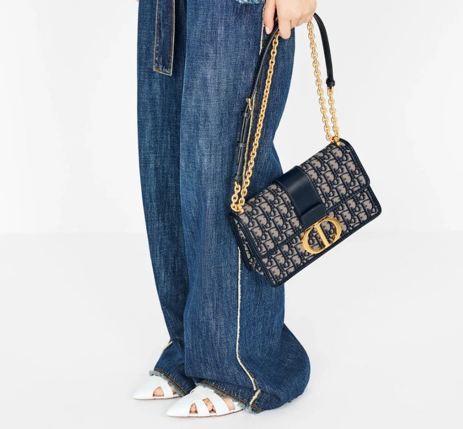 OUVALIA Luxury Edit | Dior 30 MontaigneI Chain Bag Blue Oblique Jacquard
