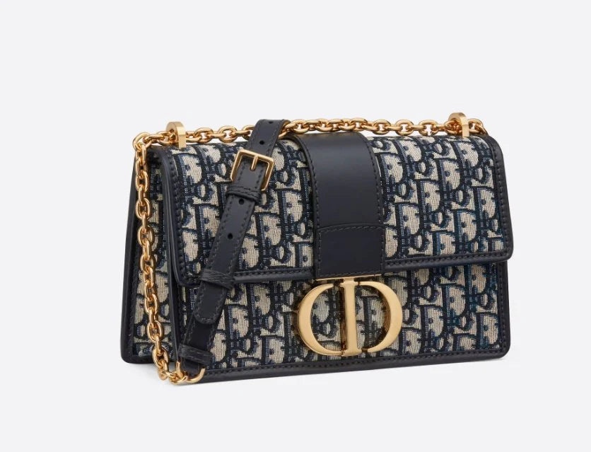 OUVALIA Luxury Edit | Dior 30 MontaigneI Chain Bag Blue Oblique Jacquard
