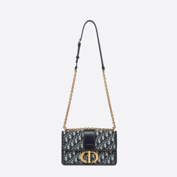 OUVALIA Luxury Edit | Dior 30 MontaigneI Chain Bag Blue Oblique Jacquard