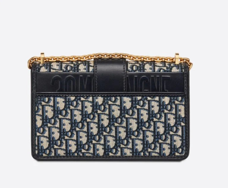 OUVALIA Luxury Edit | Dior 30 MontaigneI Chain Bag Blue Oblique Jacquard