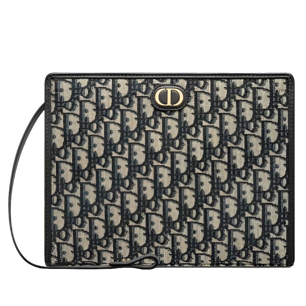 OUVALIA Luxury Edit | Dior Medium 30 Montaigne Pouch Blue Oblique Jacquard