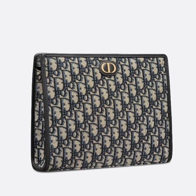OUVALIA Luxury Edit | Dior Medium 30 Montaigne Pouch Blue Oblique Jacquard