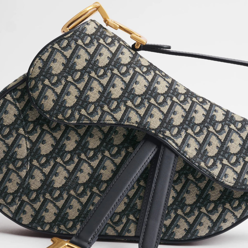 OUVALIA Luxury Edit | Dior Saddle Bag with Strap Blue Dior Oblique Jacquard