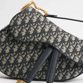OUVALIA Luxury Edit | Dior Saddle Bag with Strap Blue Dior Oblique Jacquard
