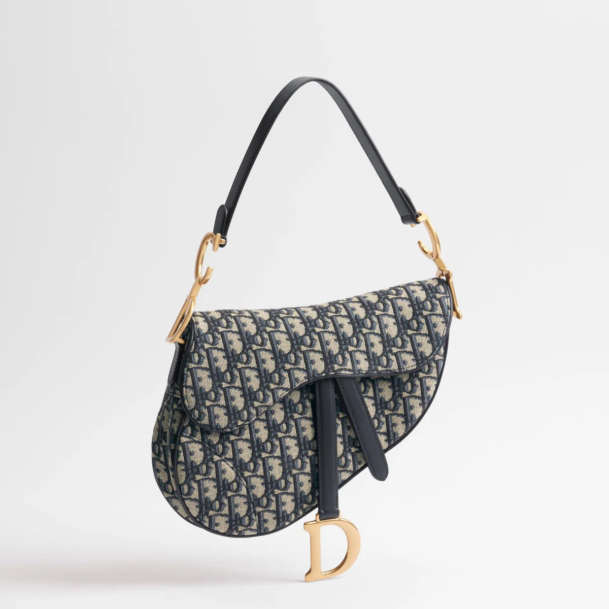 OUVALIA Luxury Edit | Dior Saddle Bag with Strap Blue Dior Oblique Jacquard