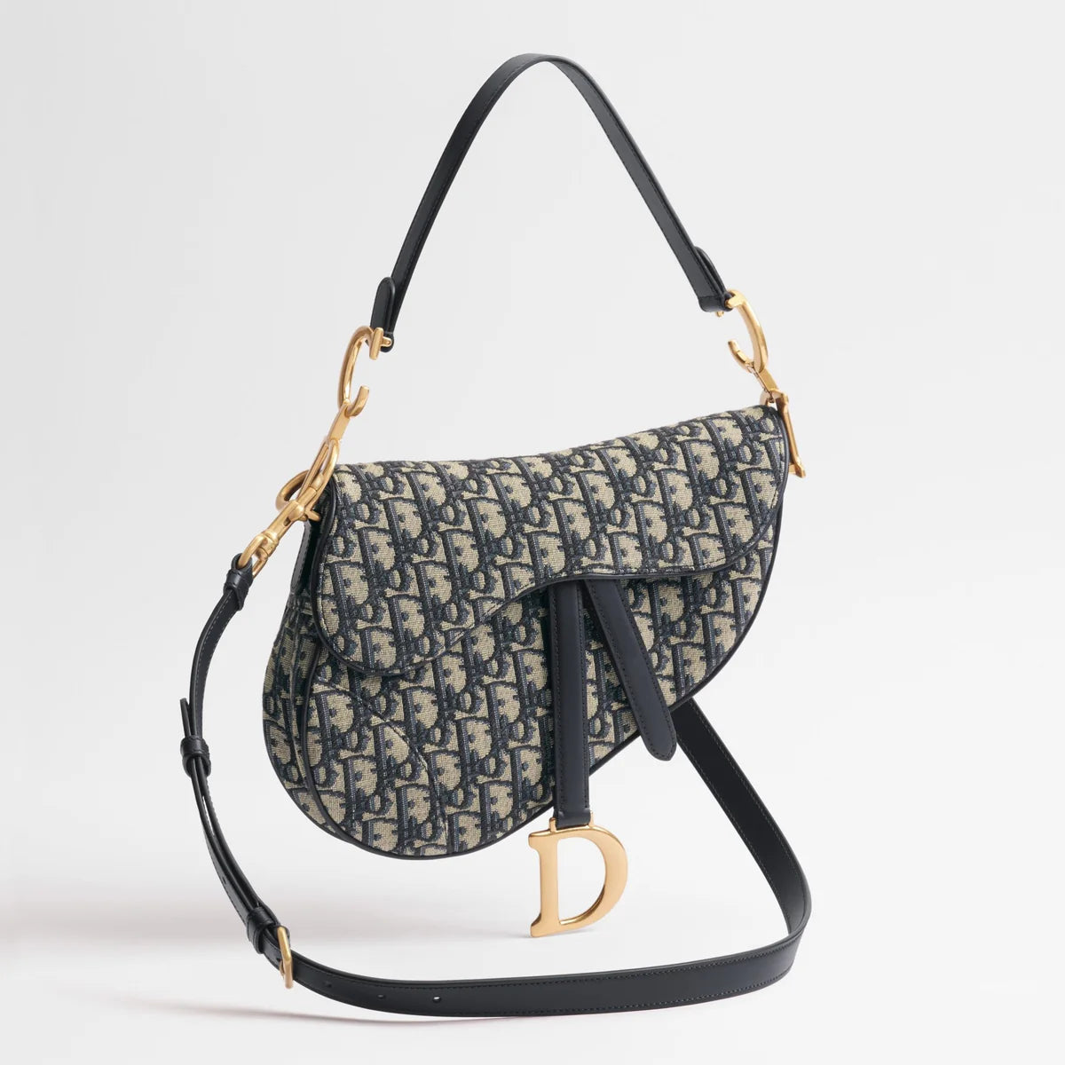OUVALIA Luxury Edit | Dior Saddle Bag with Strap Blue Dior Oblique Jacquard