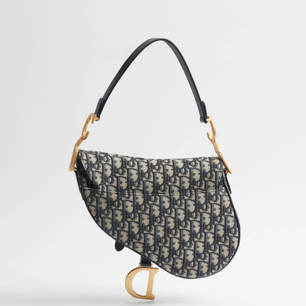 OUVALIA Luxury Edit | Dior Saddle Bag with Strap Blue Dior Oblique Jacquard