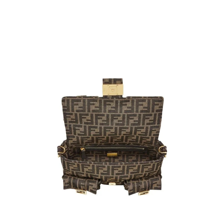 OUVALIA Luxury Edit | Fendi Brown Zucca FF Multi Pocket Baguette Bag