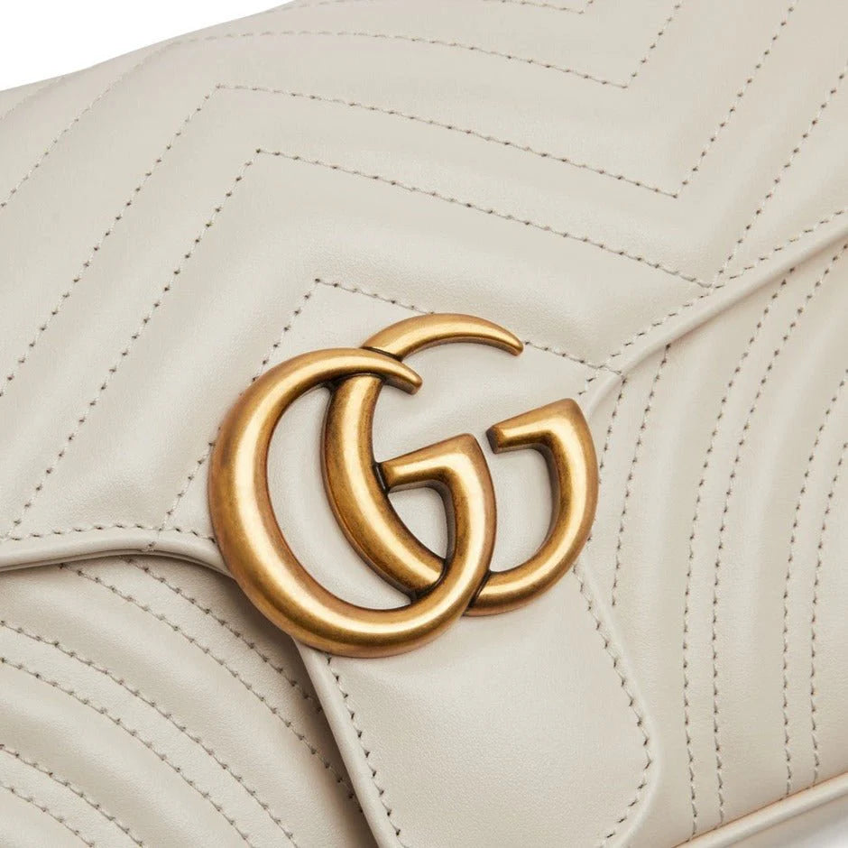 OUVALIA Luxury Edit | Gucci GG Marmont White Small Leather Shoulder Bag