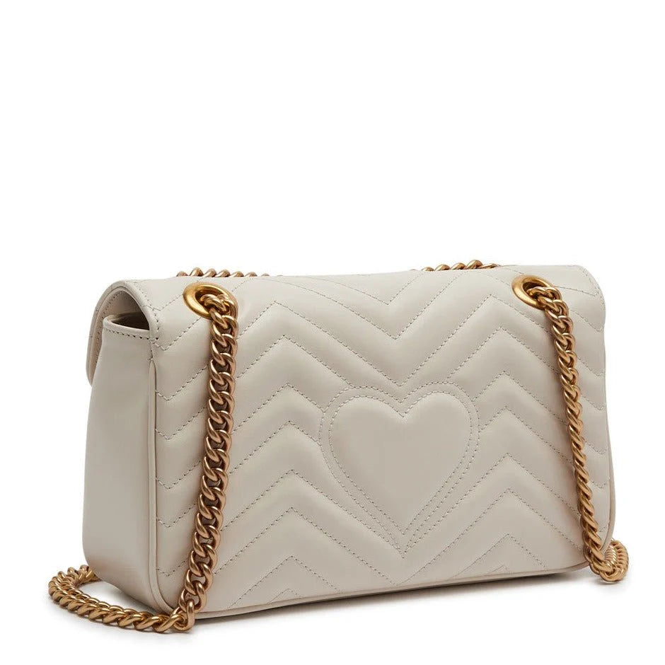 OUVALIA Luxury Edit | Gucci GG Marmont White Small Leather Shoulder Bag