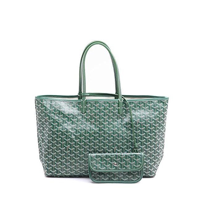 OUVALIA Luxury Edit | Goyard Green MM Painted Leather And Canvas Handbag