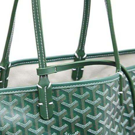 OUVALIA Luxury Edit | Goyard Green MM Painted Leather And Canvas Handbag