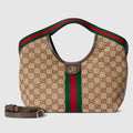 OUVALIA Luxury Edit | Gucci Giglio Small Tote Bag In Beige and Brown GG Canvas