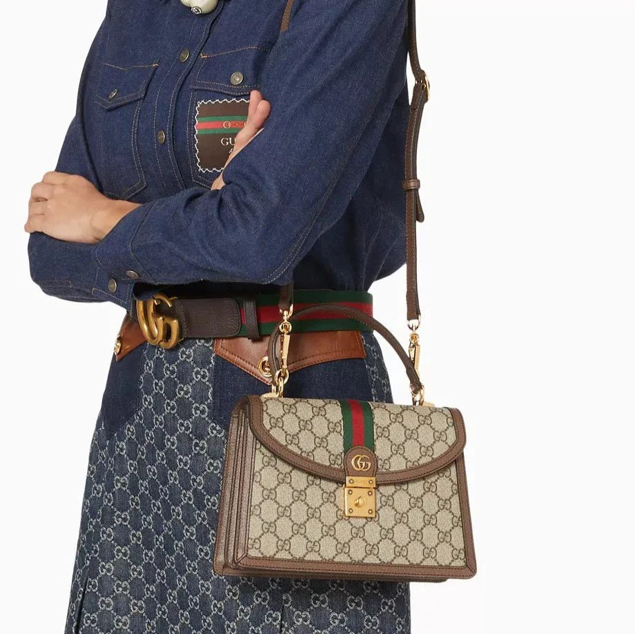 OUVALIA Luxury Edit | Gucci Small Ophidia Top Handle Bag In GG Supreme