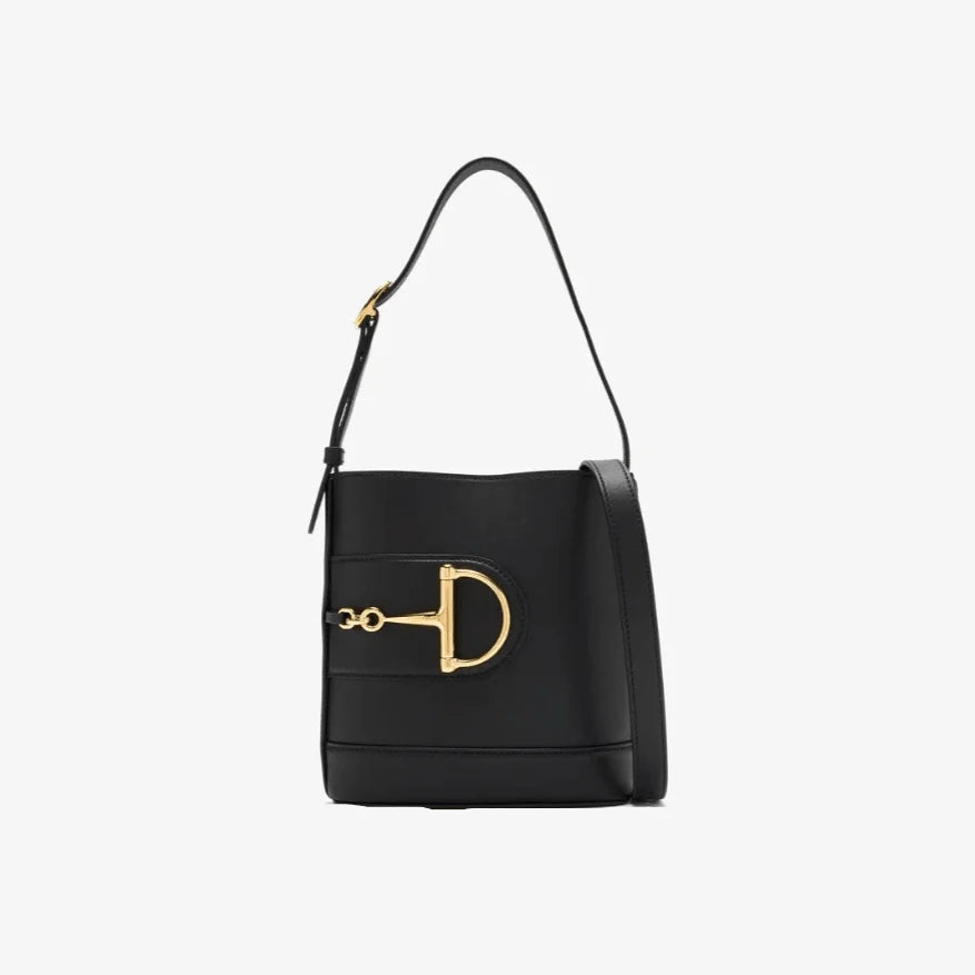OUVALIA Luxury Edit | Gucci Women's Black Mini Leather Bucket Bag