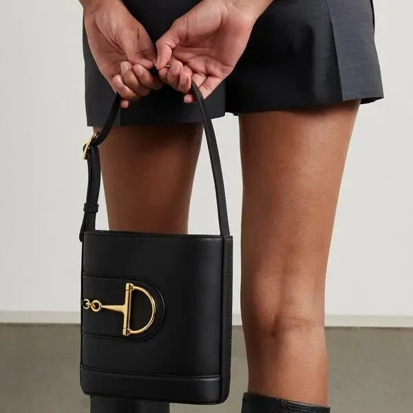 OUVALIA Luxury Edit | Gucci Women's Black Mini Leather Bucket Bag