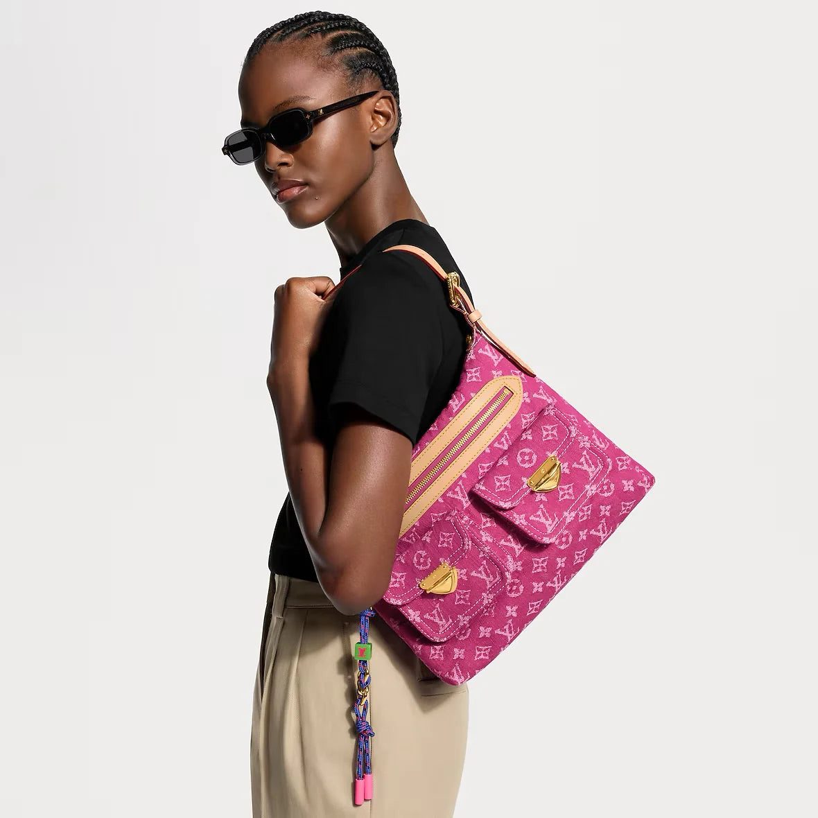 OUVALIA Luxury Edit | Louis Vuitton Monogram Baggy Pink Denim Shoulder Bag