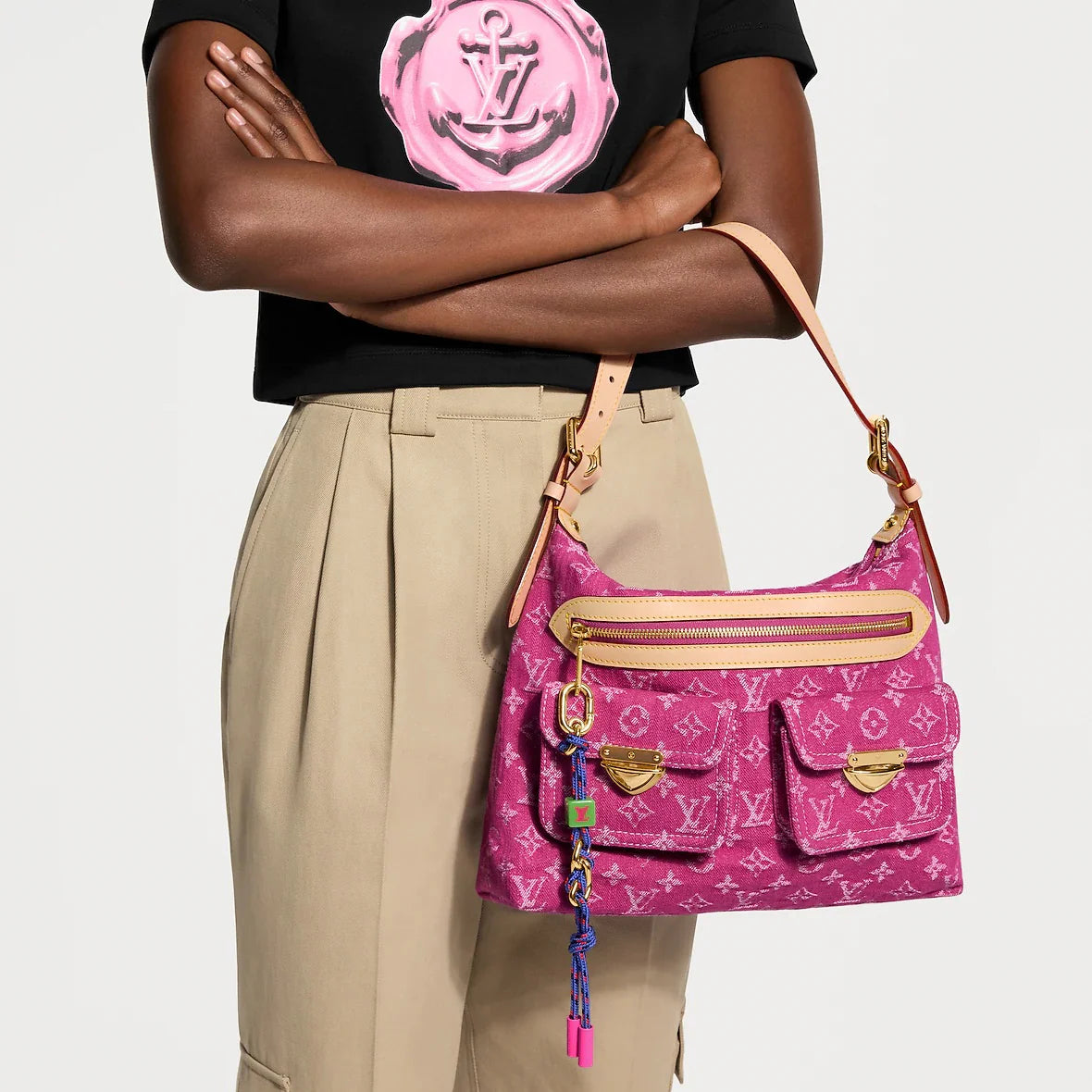 OUVALIA Luxury Edit | Louis Vuitton Monogram Baggy Pink Denim Shoulder Bag