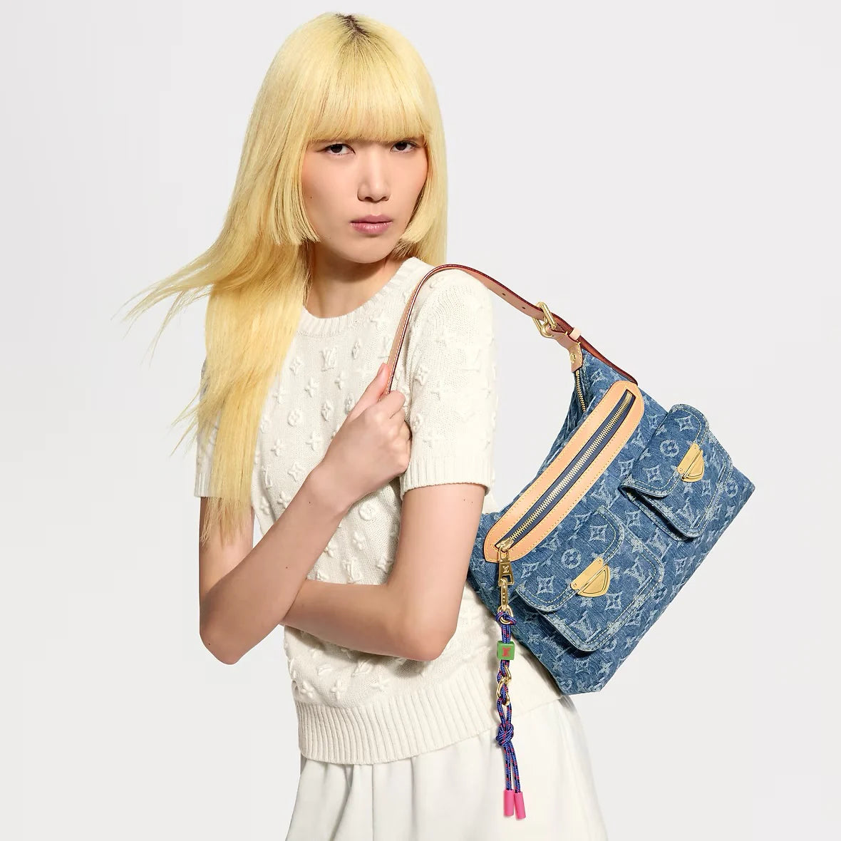 OUVALIA Luxury Edit | Louis Vuitton Monogram Baggy Bleu Denim Shoulder Bag