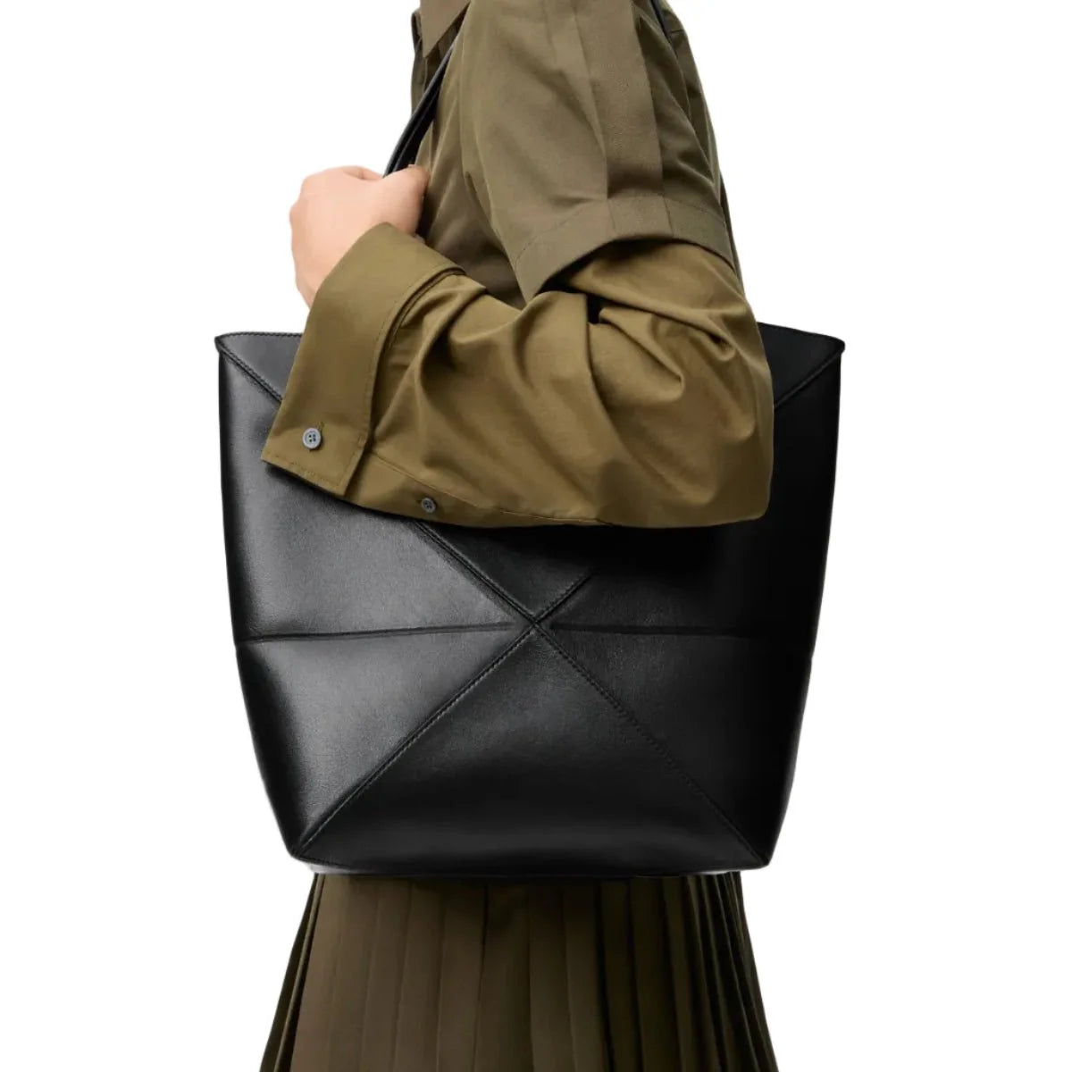 OUVALIA Luxury Edit | Loewe Medium Puzzle Fold Tote In Shiny Calfskin