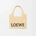 OUVALIA Luxury Edit | Loewe Mini Loewe Font Tote In Raffia For Women