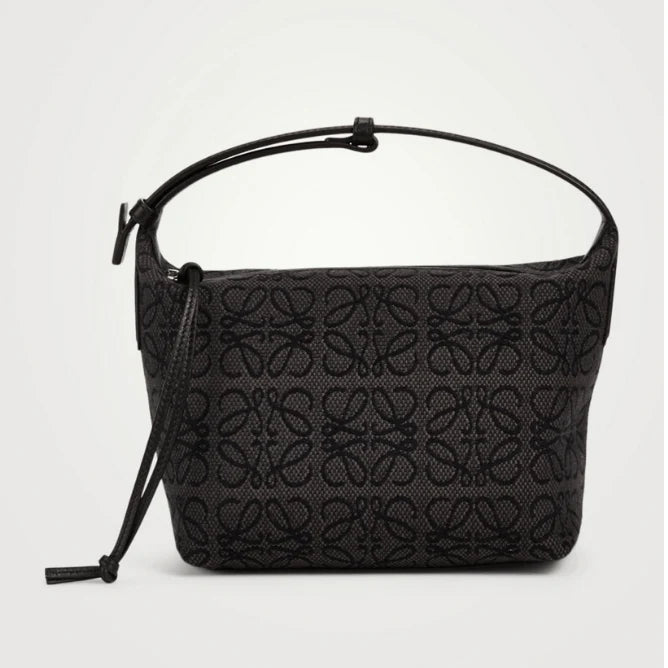 OUVALIA Luxury Edit | Loewe Small Cubi Anagram Jacquard Canvas Shoulder Bag