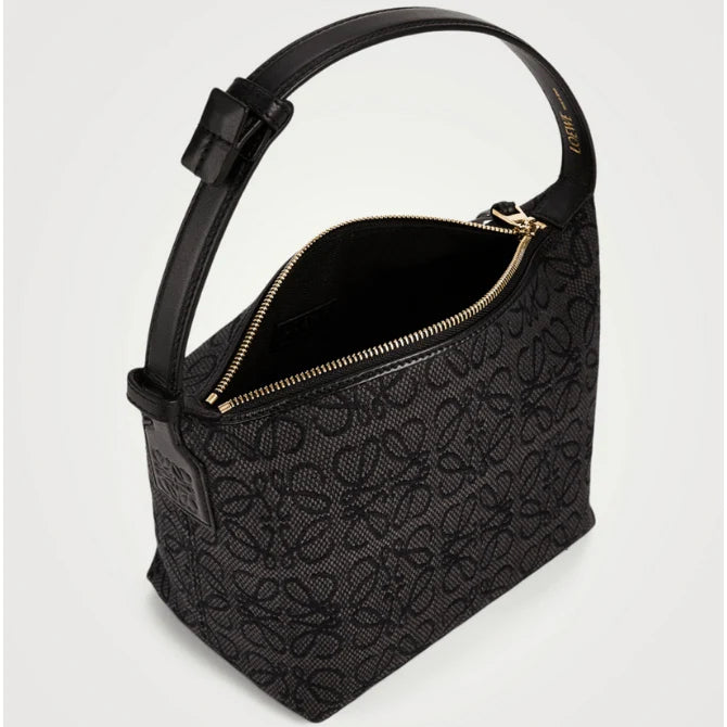 OUVALIA Luxury Edit | Loewe Small Cubi Anagram Jacquard Canvas Shoulder Bag