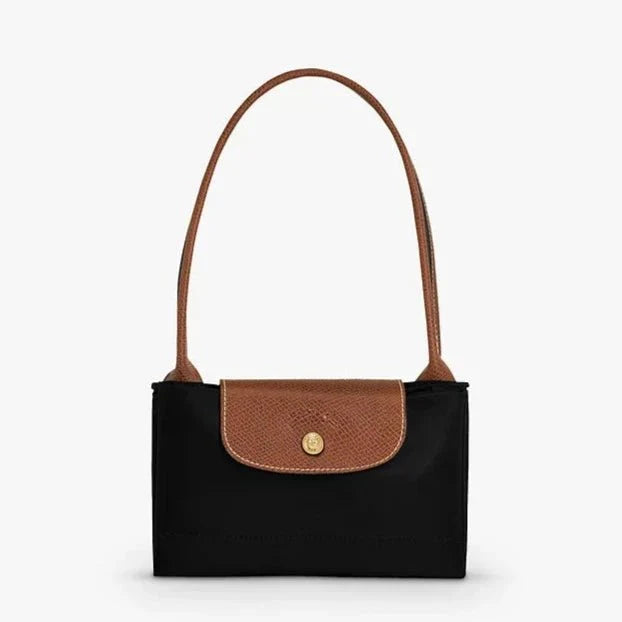OUVALIA Luxury Edit | Longchamp Le Pliage Medium Shoulder Bag Black And Brown