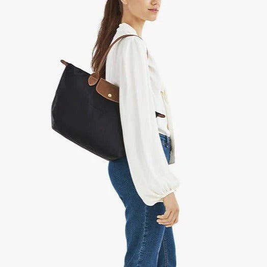 OUVALIA Luxury Edit | Longchamp Le Pliage Medium Shoulder Bag Black And Brown