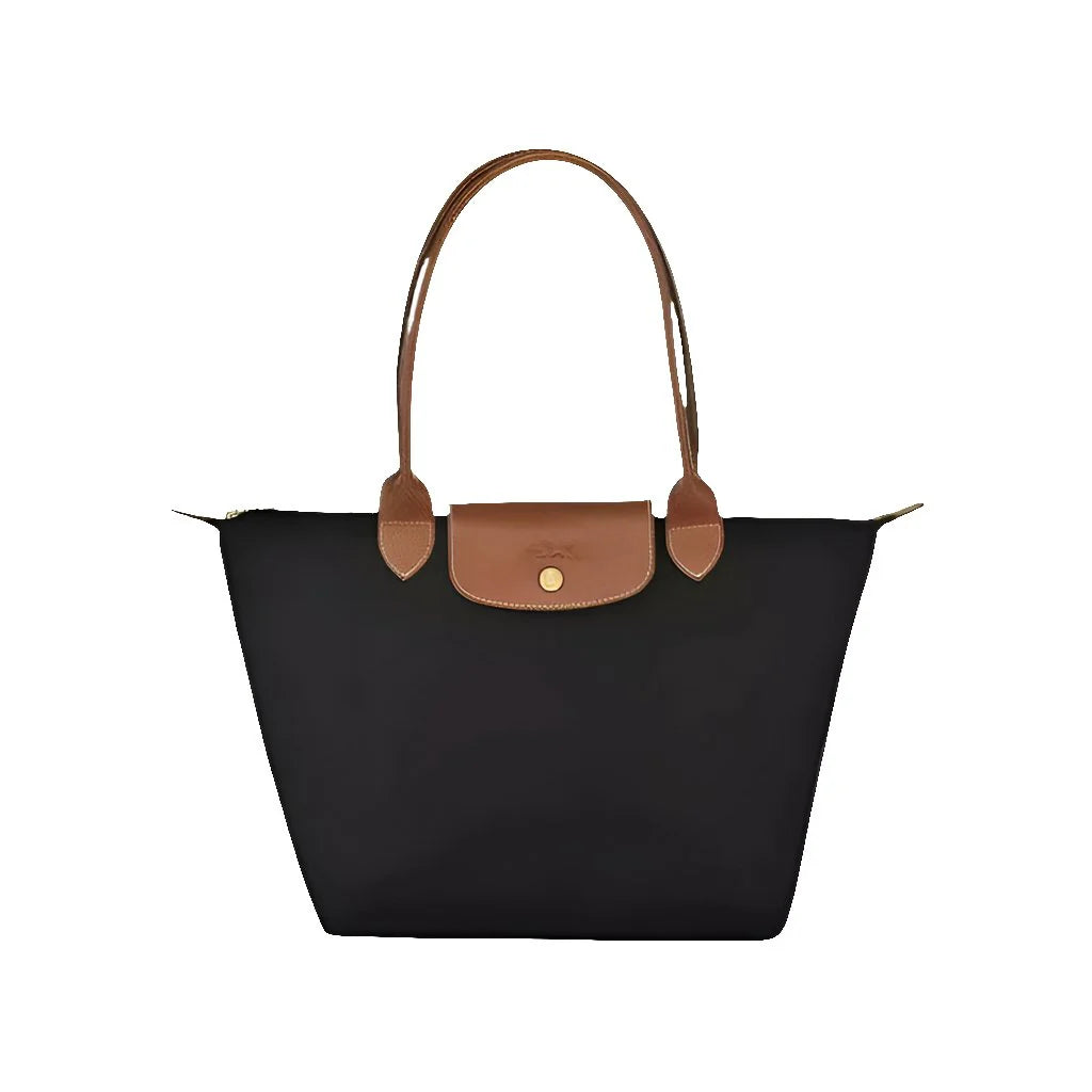 OUVALIA Luxury Edit | Longchamp Le Pliage Medium Shoulder Bag Black And Brown