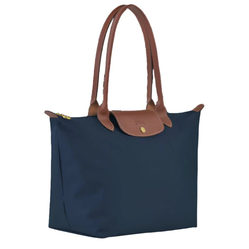 OUVALIA Luxury Edit | Longchamp Le Pliage Medium Shoulder Bag Blue And Brown