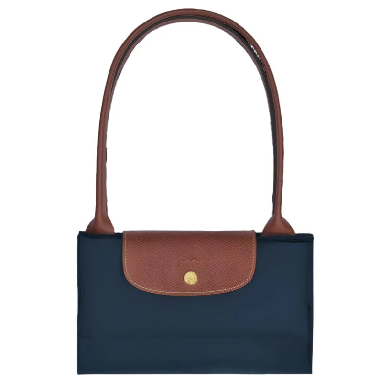 OUVALIA Luxury Edit | Longchamp Le Pliage Medium Shoulder Bag Blue And Brown
