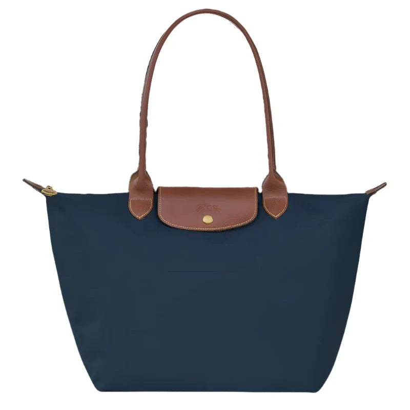OUVALIA Luxury Edit | Longchamp Le Pliage Medium Shoulder Bag Blue And Brown