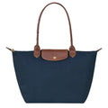 OUVALIA Luxury Edit | Longchamp Le Pliage Medium Shoulder Bag Blue And Brown